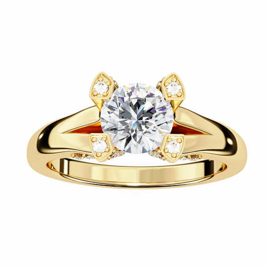 Lab Grown Diamond Ring Round Stone (1.03ct) In 14K Gold