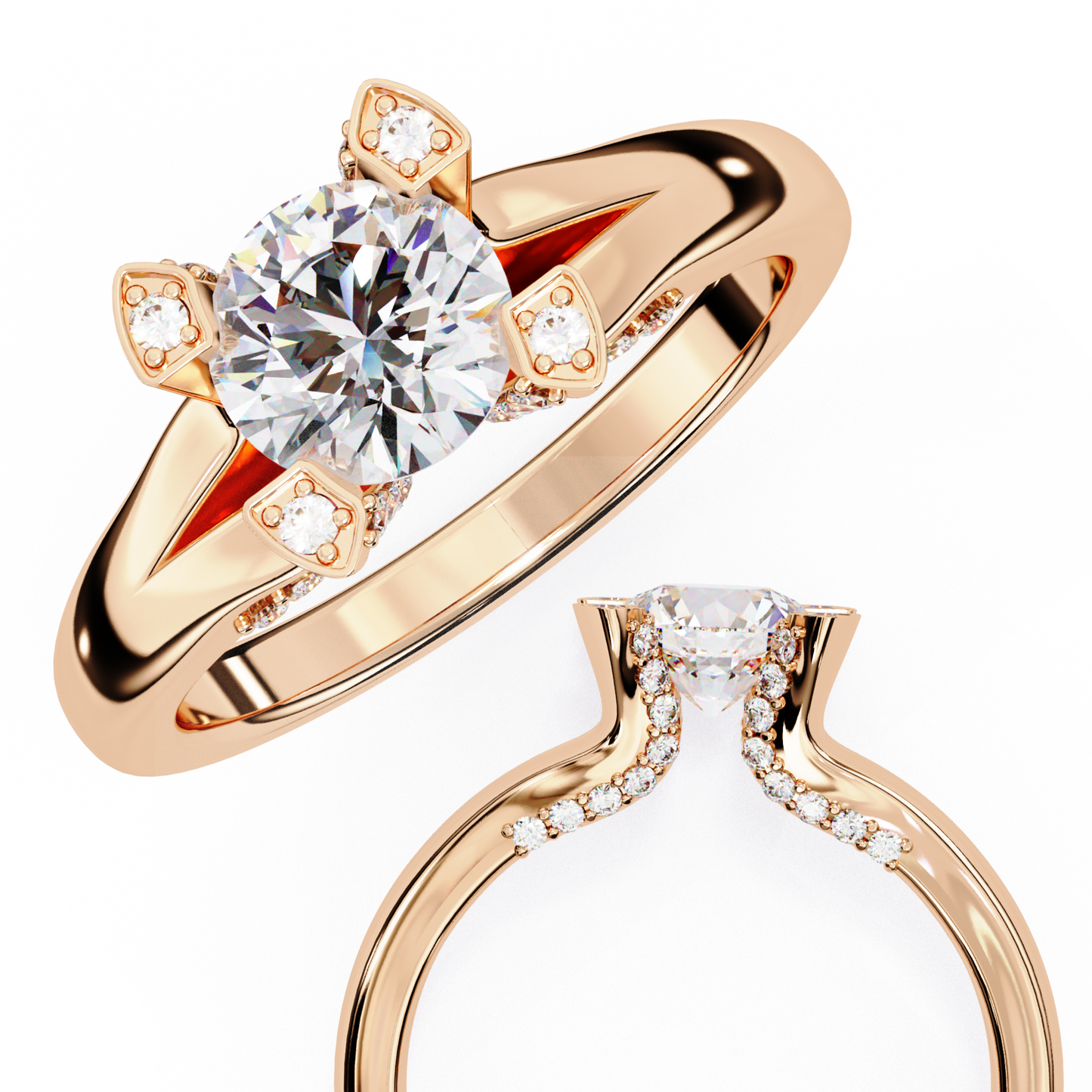 LGD Ring Round Stone (1.03ct) In 14K Gold