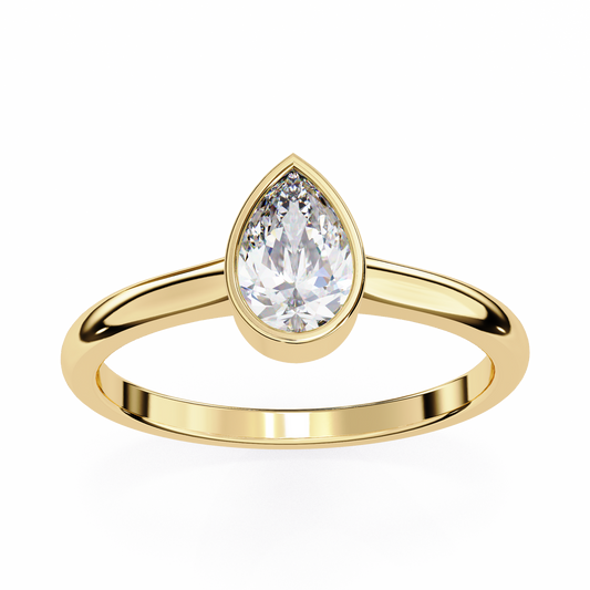 Lab Grown Diamond Ring Pear Stone (0.58ct) In 14K Gold
