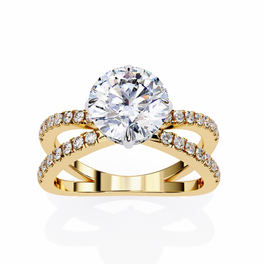 Lab Grown Diamond Solitaire Ring Round Stone (2.69ct) In 14K Gold