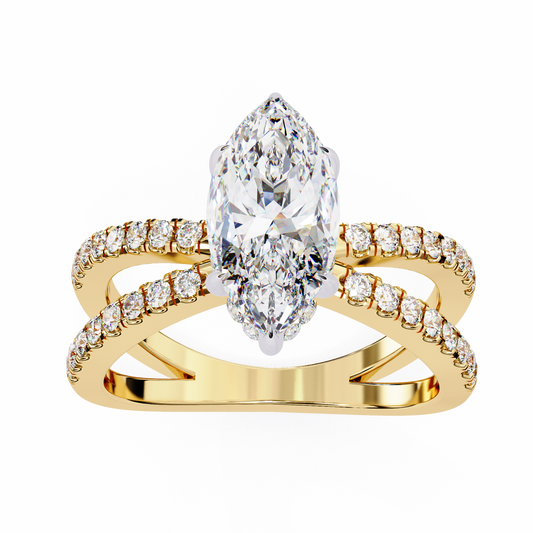Lab Grown Diamond Ring Marquise Stone (1.87ct) In 14K Gold