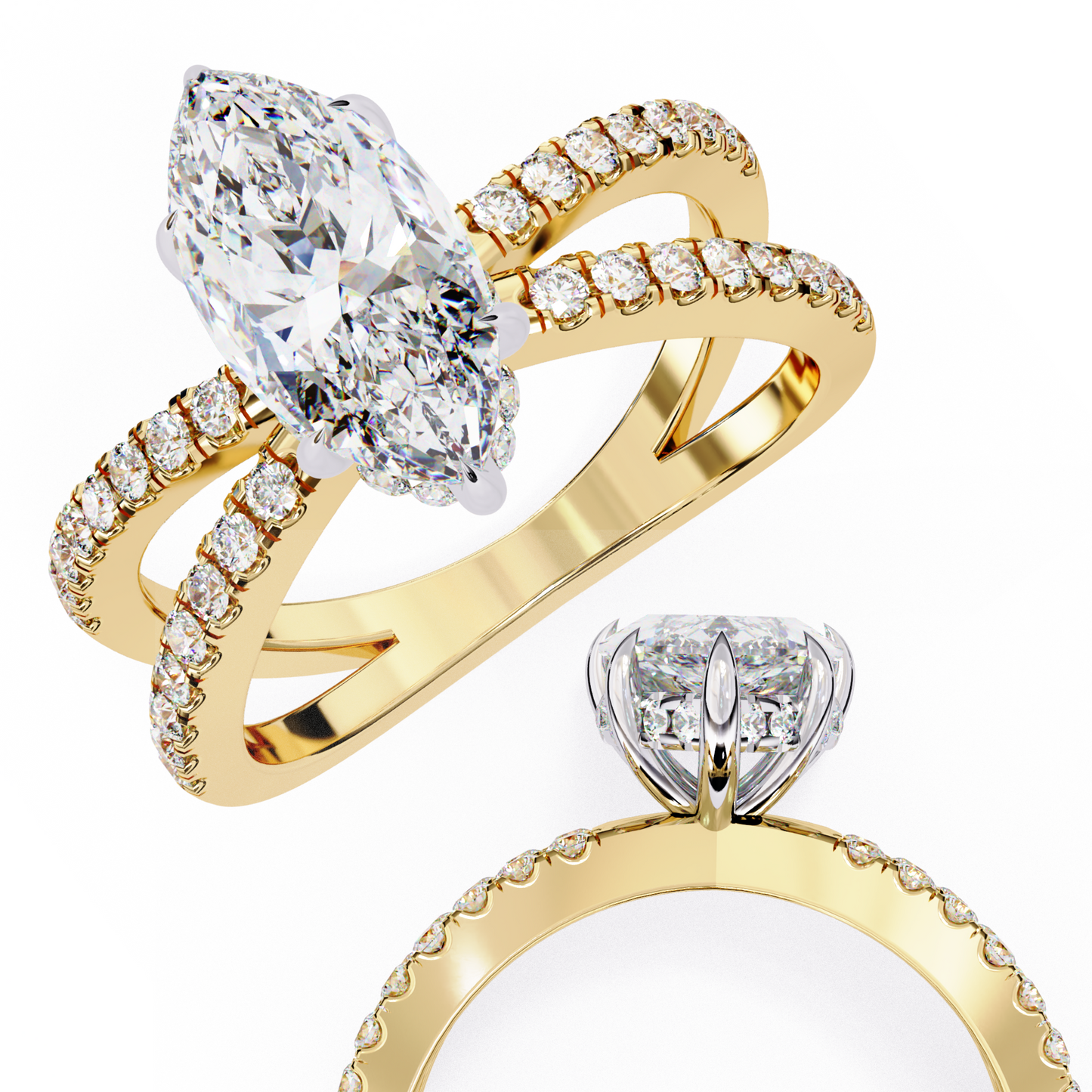 LGD Ring Marquise Stone (1.87ct) In 14K Gold