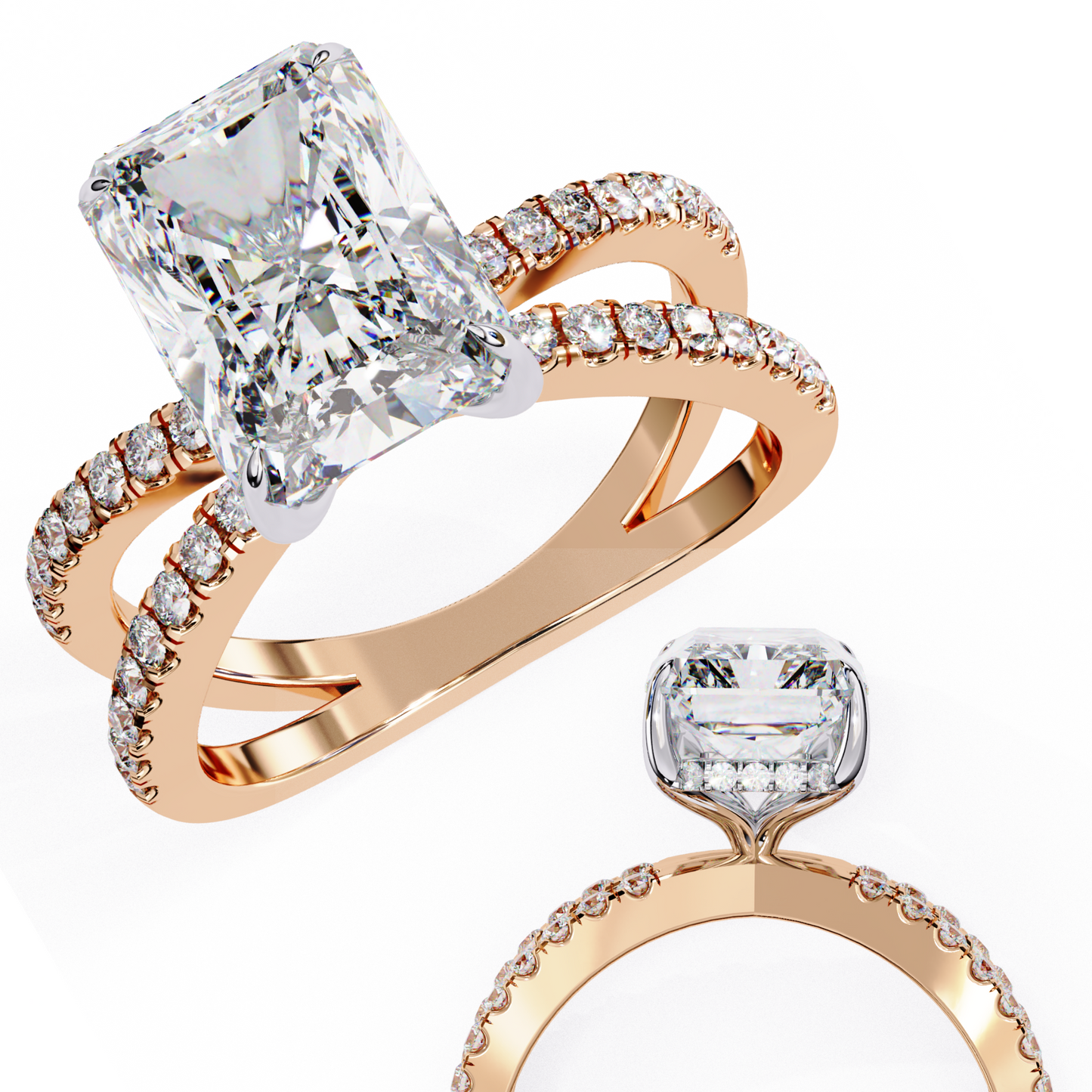 LGD Solitaire Ring Radiant Stone (2.85ct) In 14K Gold