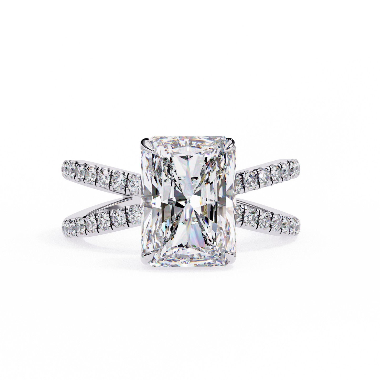 LGD Solitaire Ring Radiant Stone (2.85ct) In 14K Gold