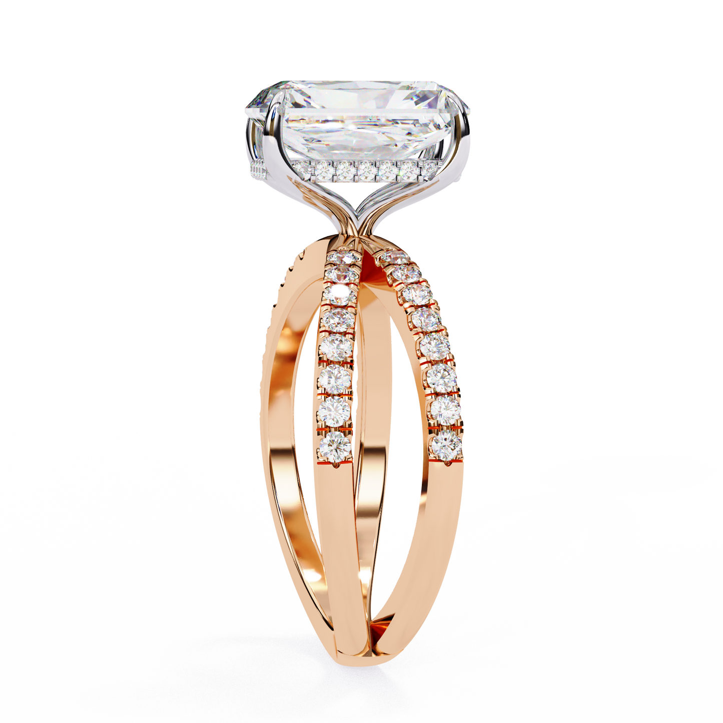 LGD Solitaire Ring Radiant Stone (2.85ct) In 14K Gold