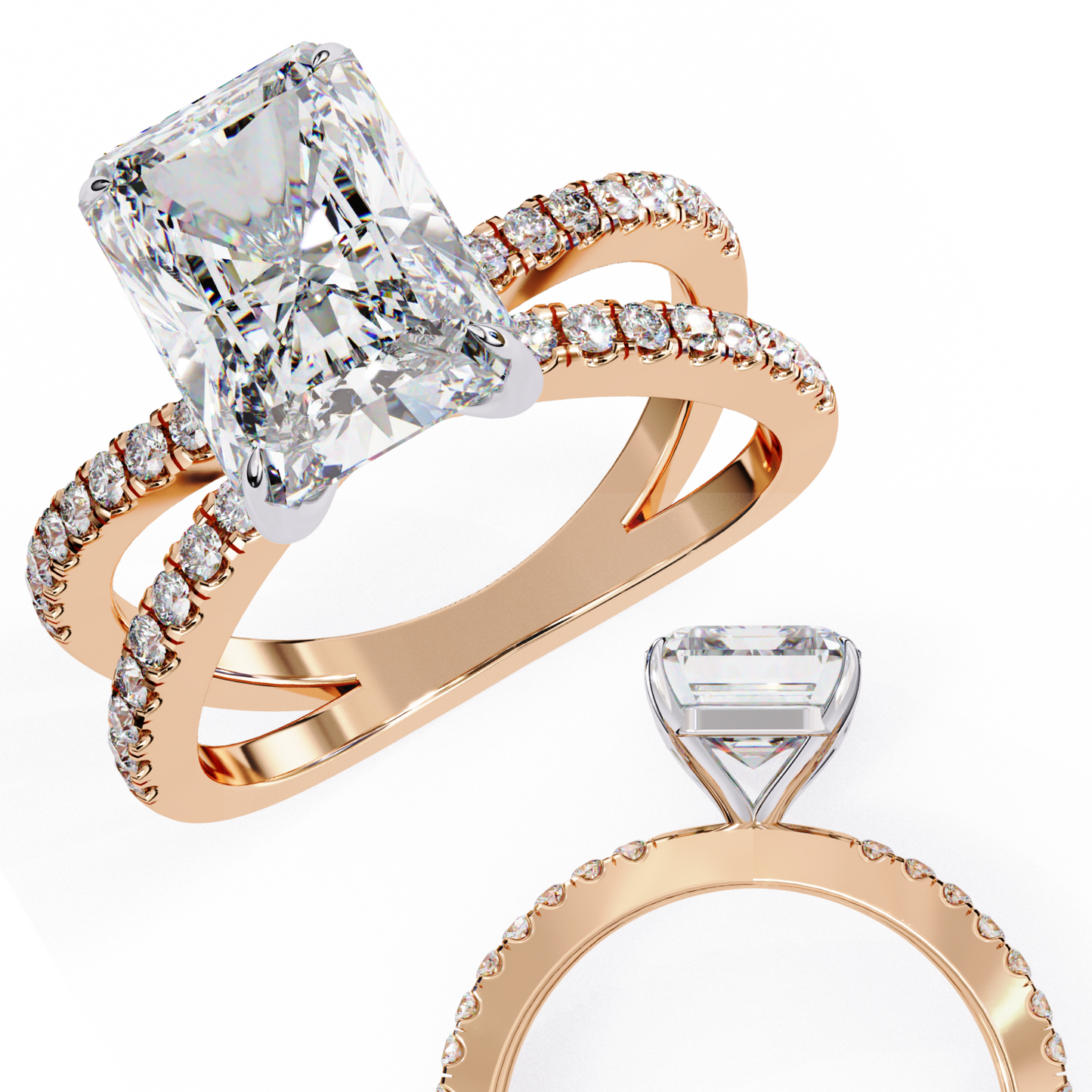 LGD Solitaire Ring Radiant Stone (2.79ct) In 14K Gold