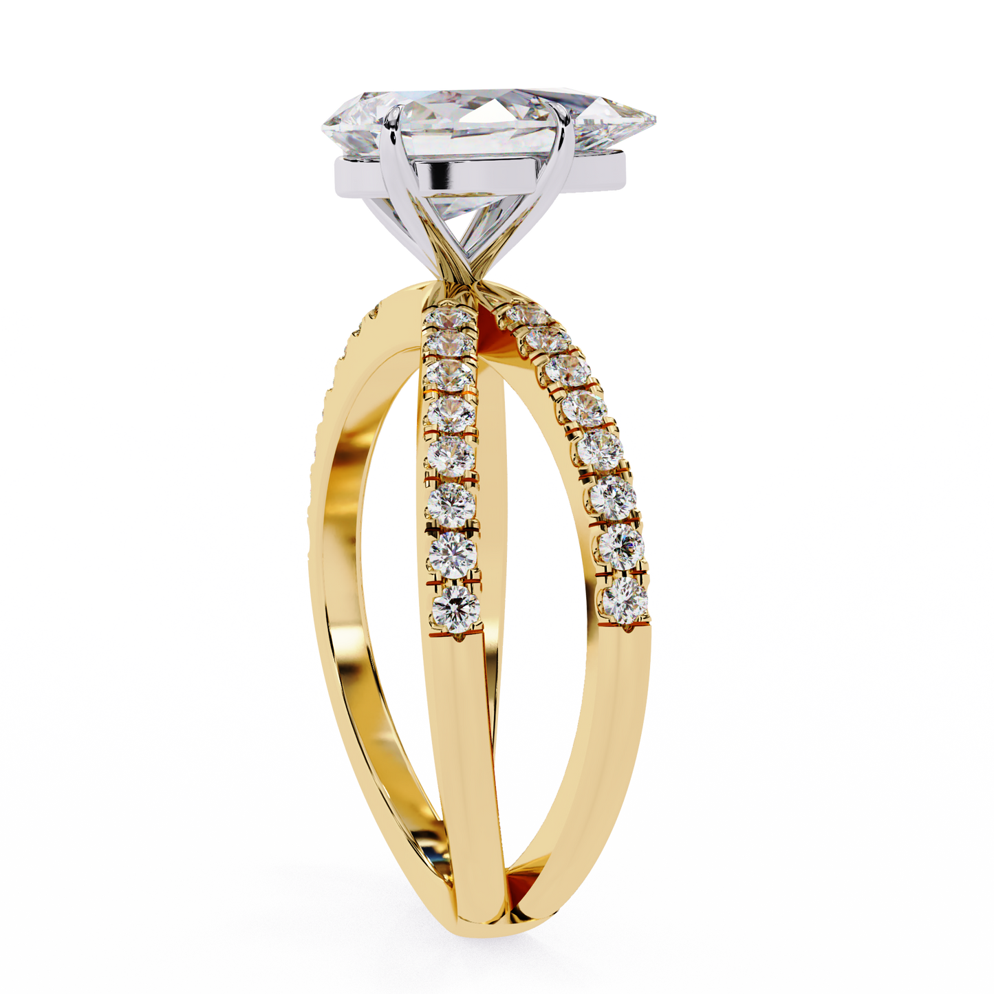 LGD Solitaire Ring Pear Stone (1.85ct) In 14K Gold