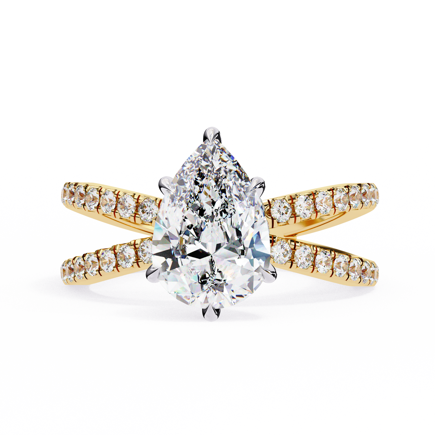 LGD Solitaire Ring Pear Stone (1.85ct) In 14K Gold