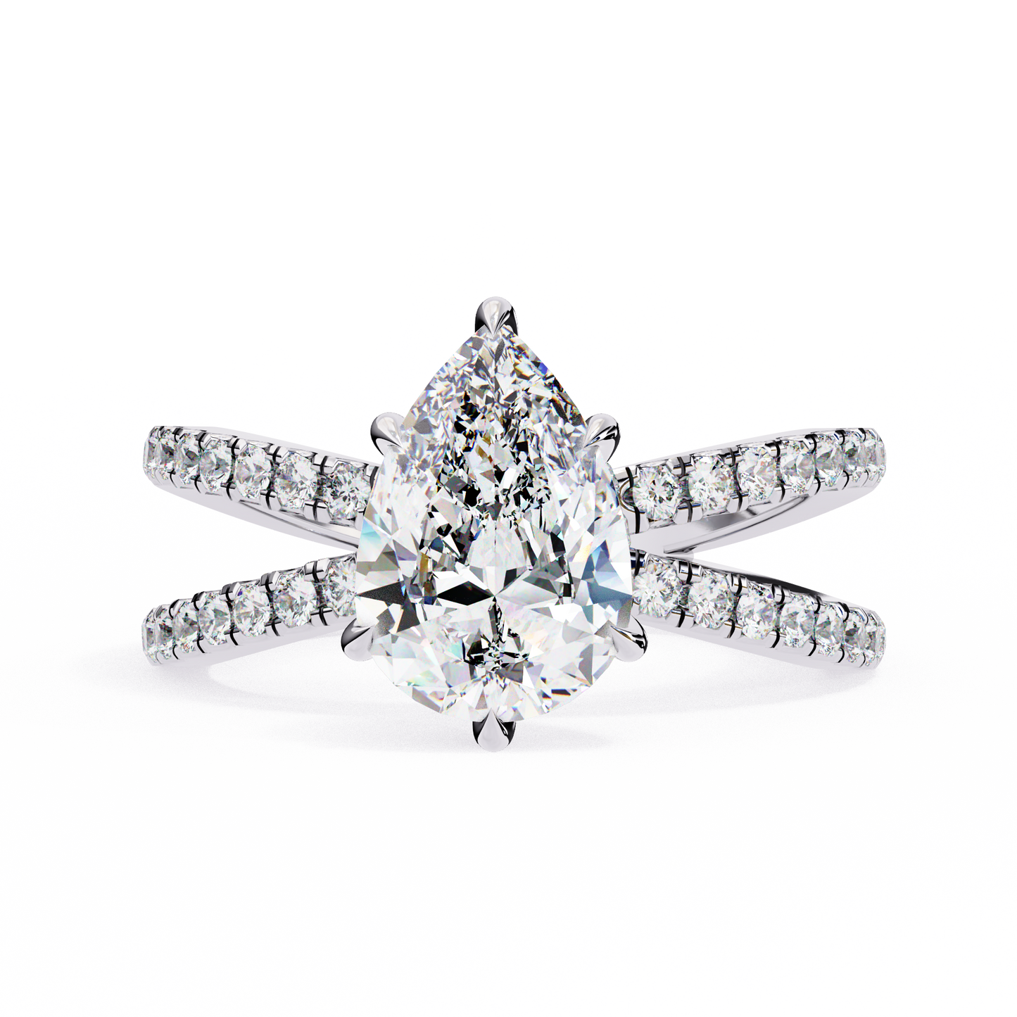 LGD Solitaire Ring Pear Stone (1.85ct) In 14K Gold