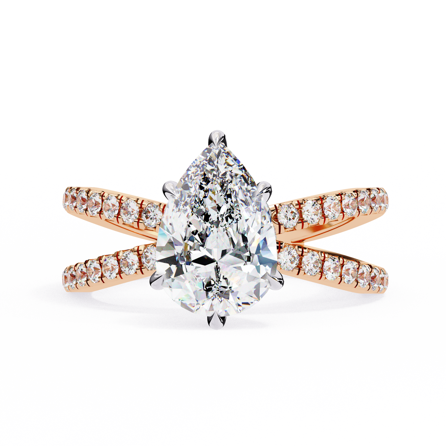 LGD Solitaire Ring Pear Stone (1.85ct) In 14K Gold