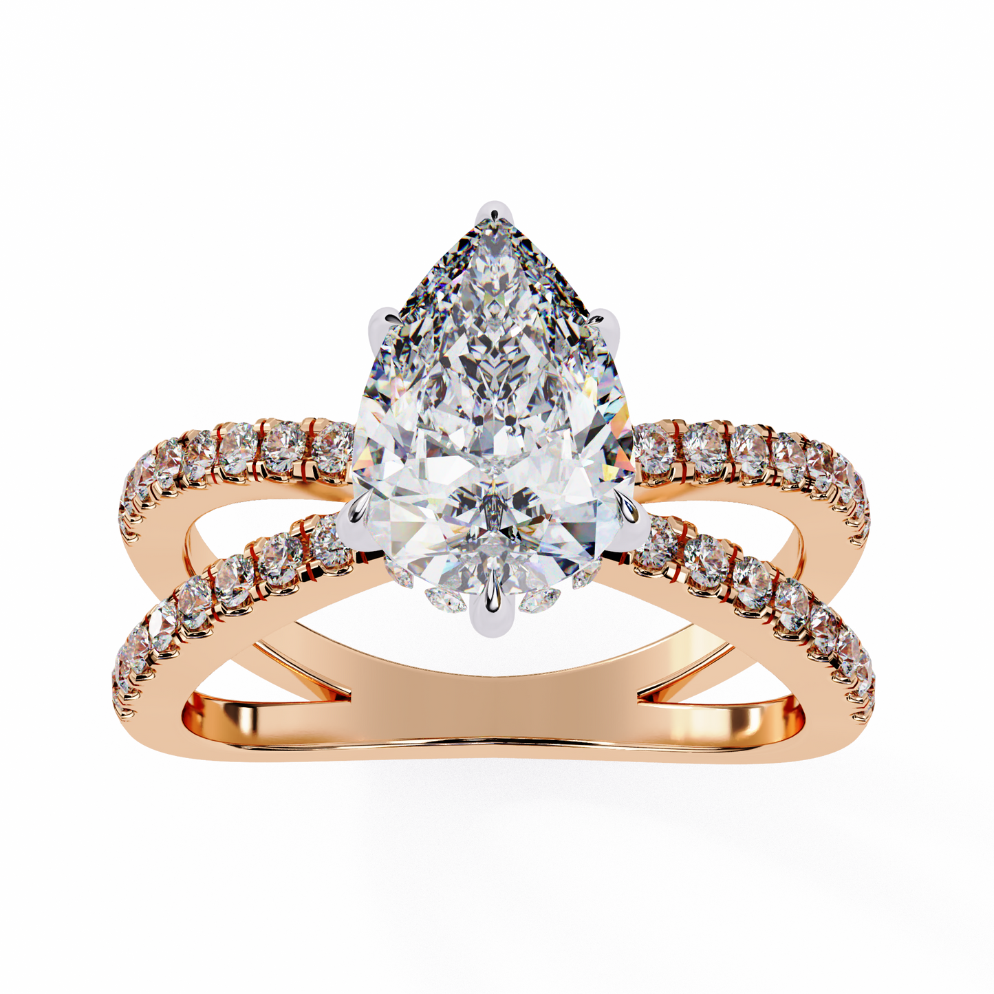 LGD Solitaire Ring Pear Stone (1.85ct) In 14K Gold