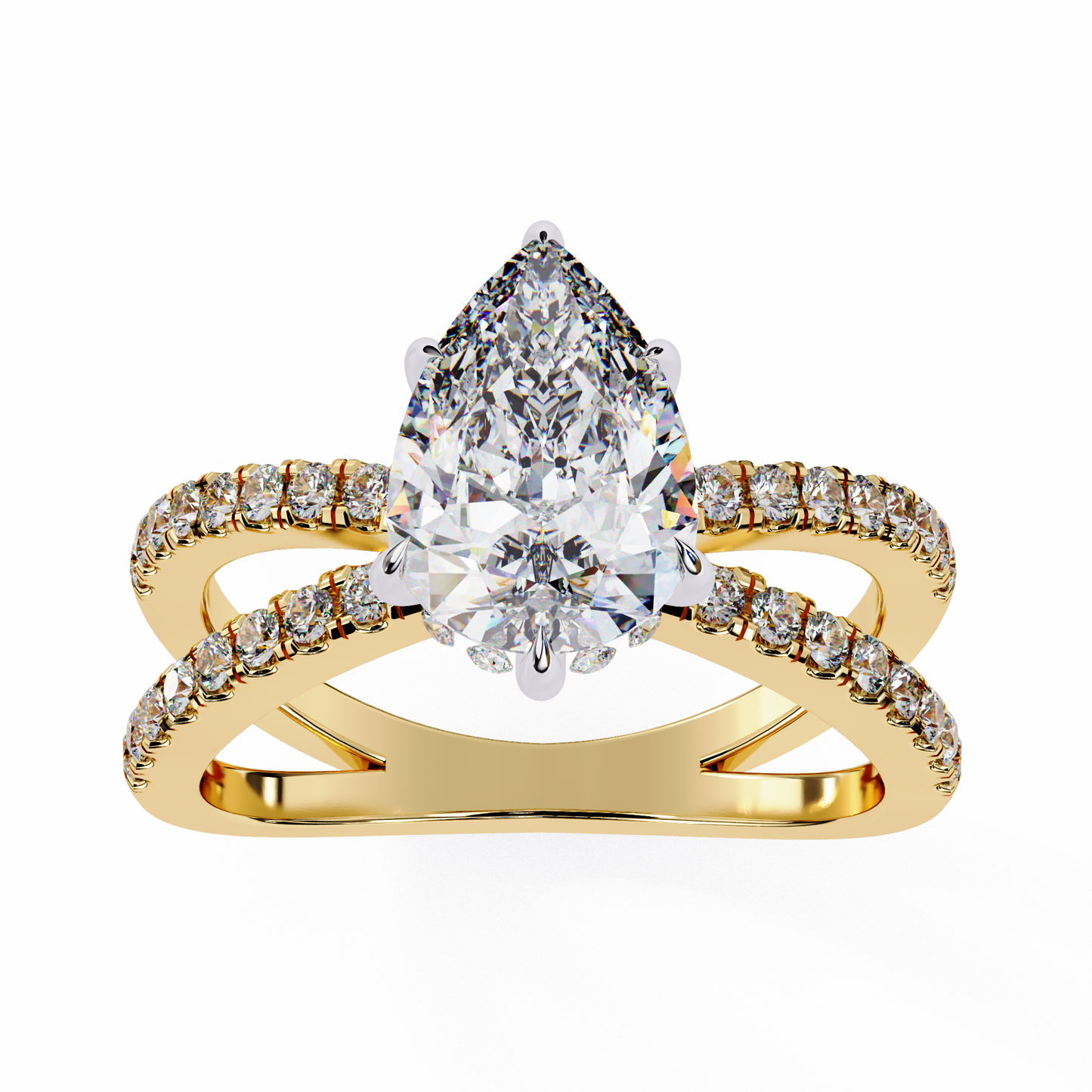 LGD Solitaire Ring Pear Stone (1.85ct) In 14K Gold