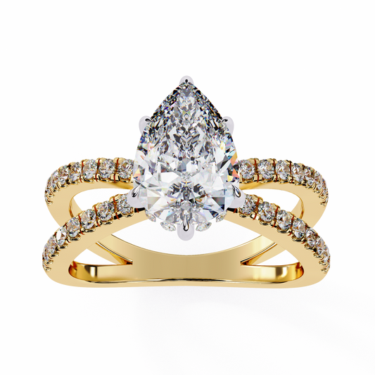Lab Grown Diamond Solitaire Ring Pear Stone (1.85ct) In 14K Gold