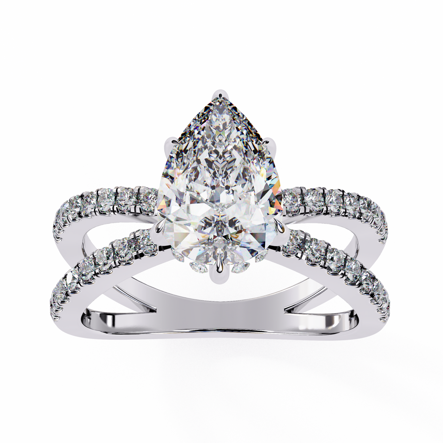 LGD Solitaire Ring Pear Stone (1.85ct) In 14K Gold