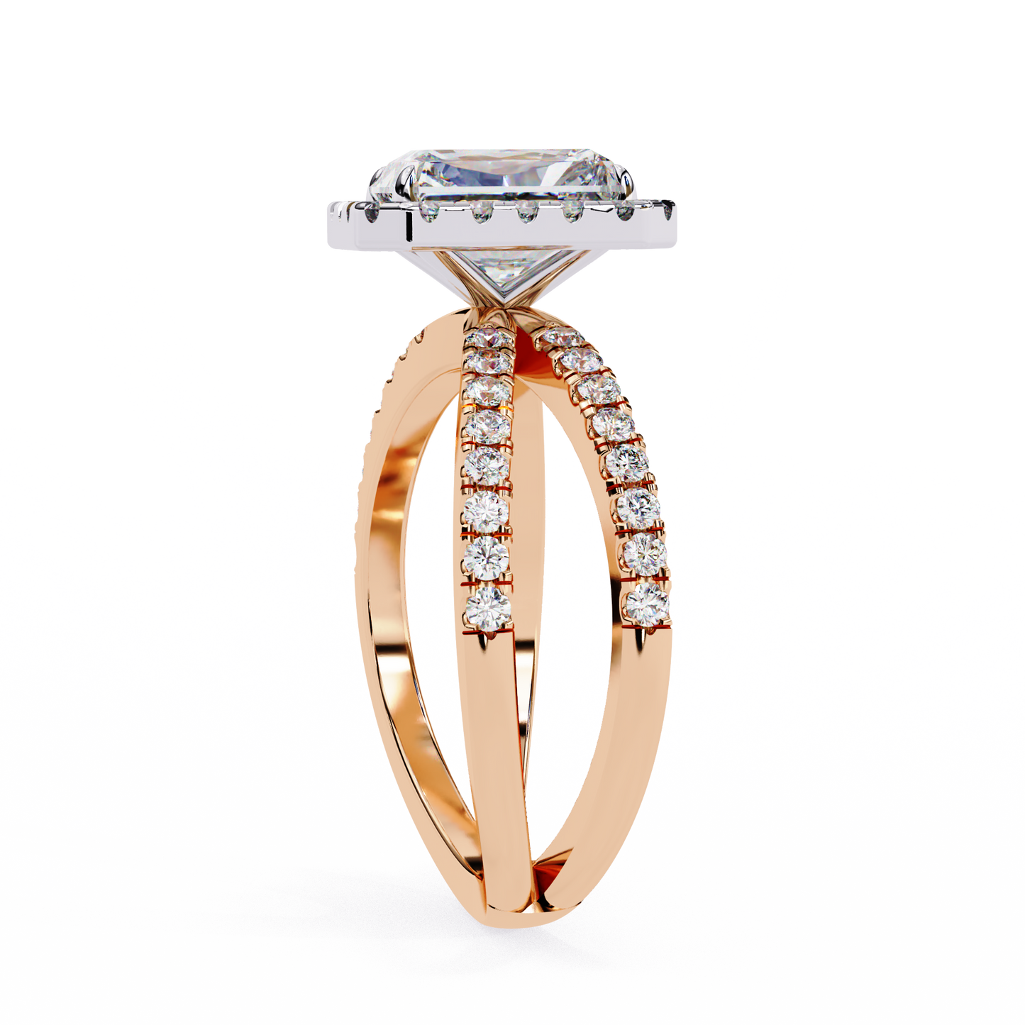 LGD Solitaire Ring Radiant Stone (2.46ct) In 14K Gold