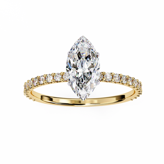 Lab Grown Diamond Ring Marquise Stone (1.11ct) In 14K Gold