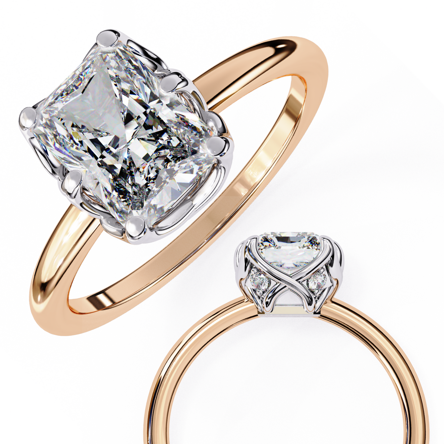 LGD Solitaire Ring Radiant Stone (2.54ct) In 14K Gold