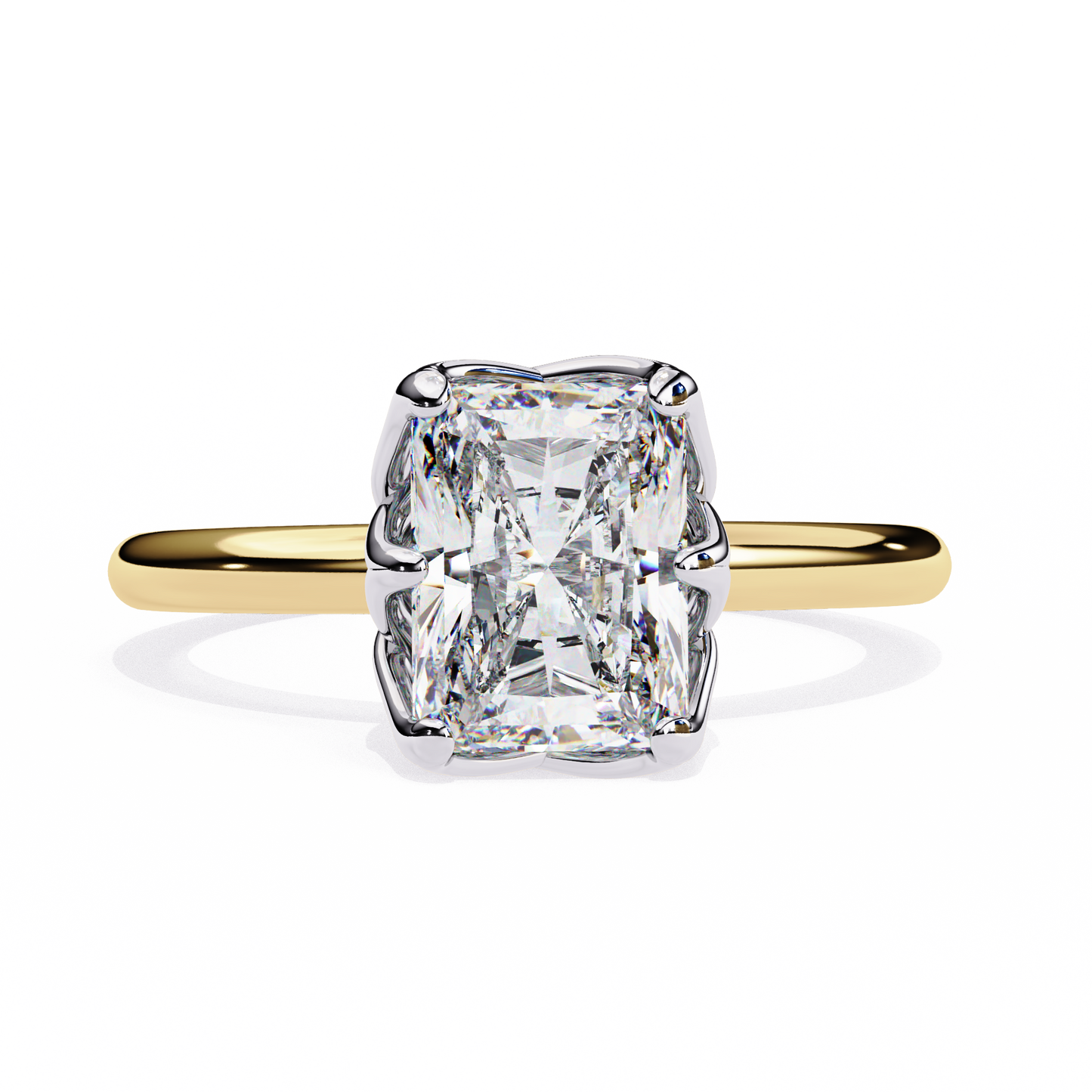 LGD Solitaire Ring Radiant Stone (2.54ct) In 14K Gold