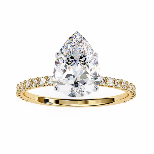 Lab Grown Diamond Solitaire Ring Pear Stone (2.06ct) In 14K Gold