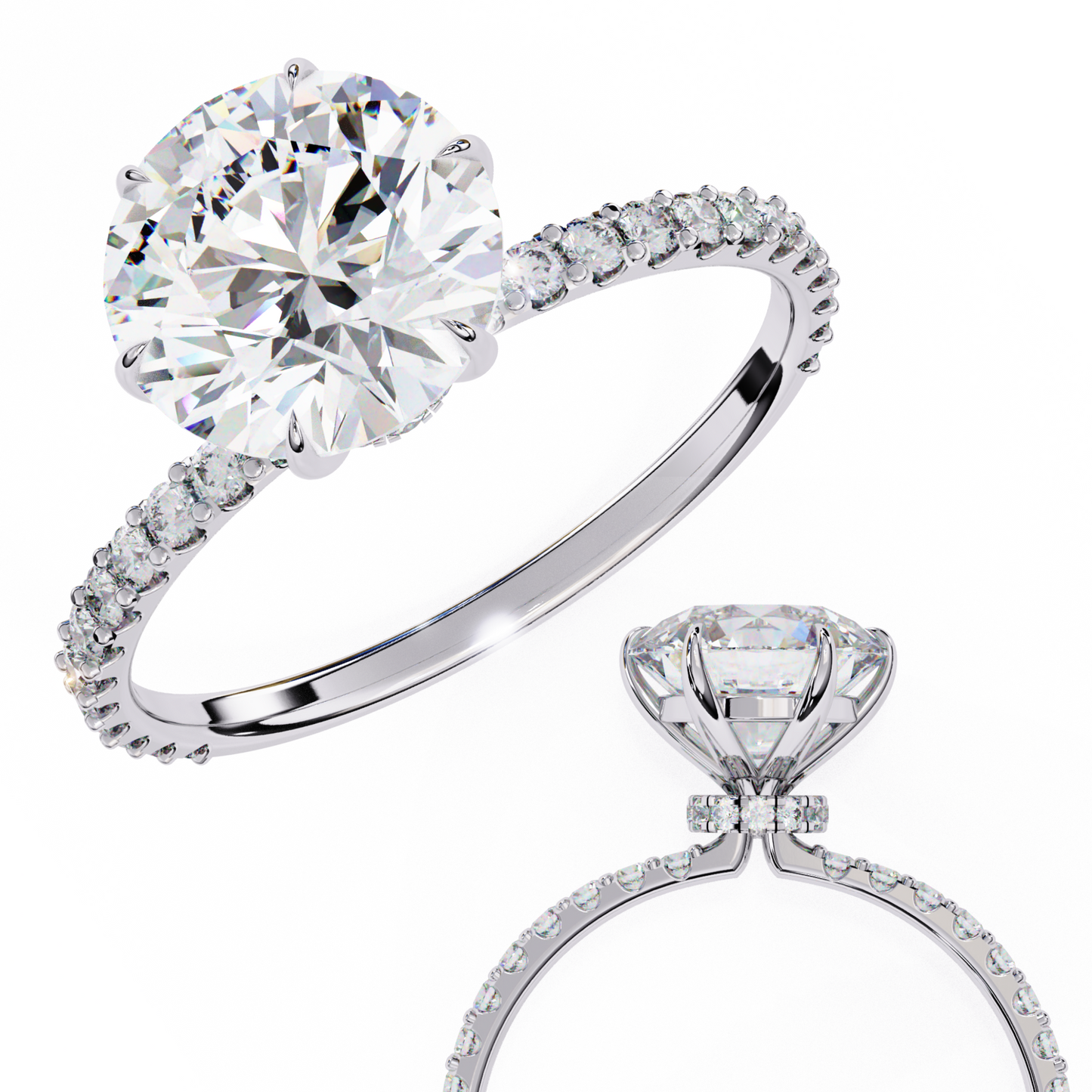 Lab Grown Diamond Solitaire Ring Round Stone (2.20ct) In 14K Gold