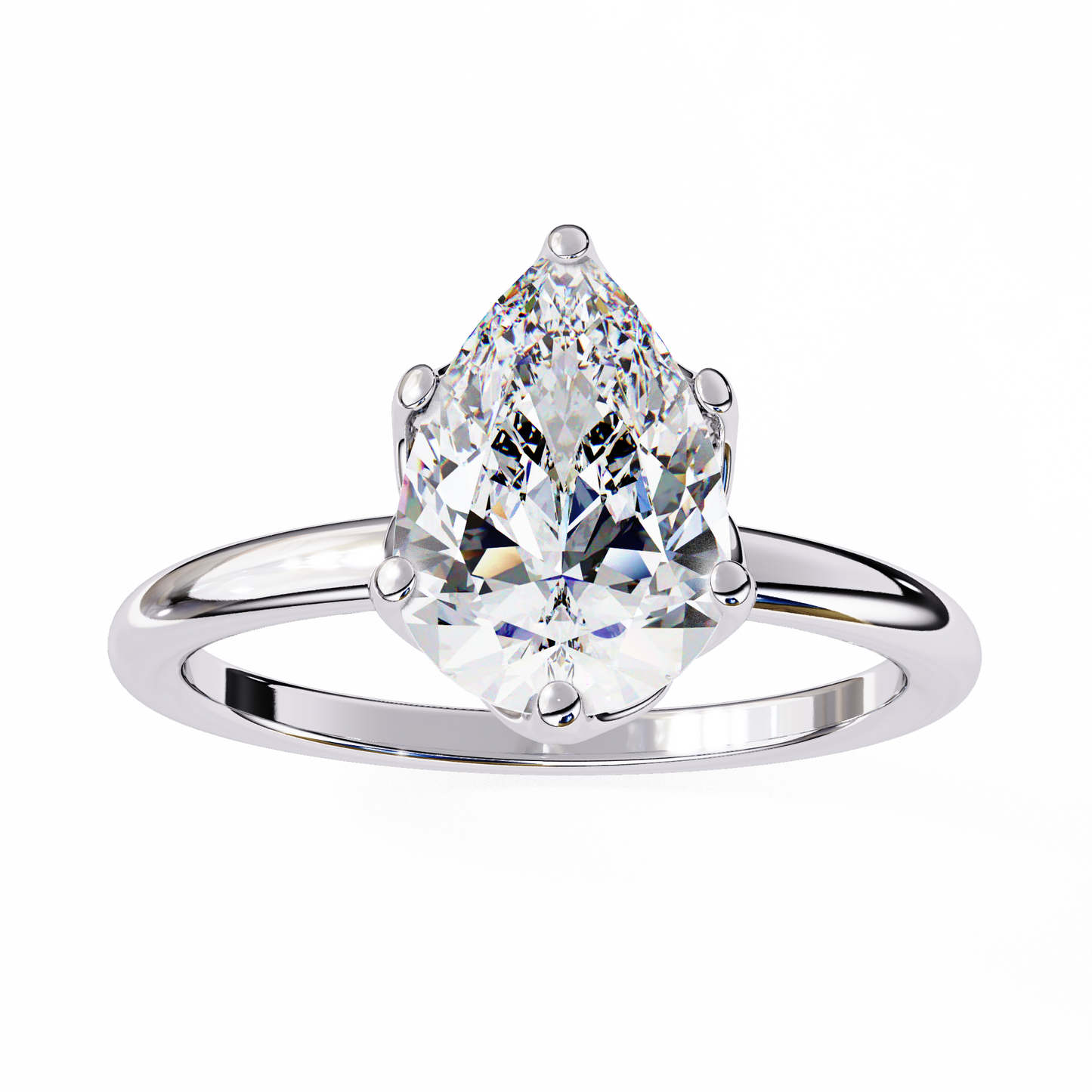LGD Solitaire Ring Pear Stone (1.87ct) In 14K Gold