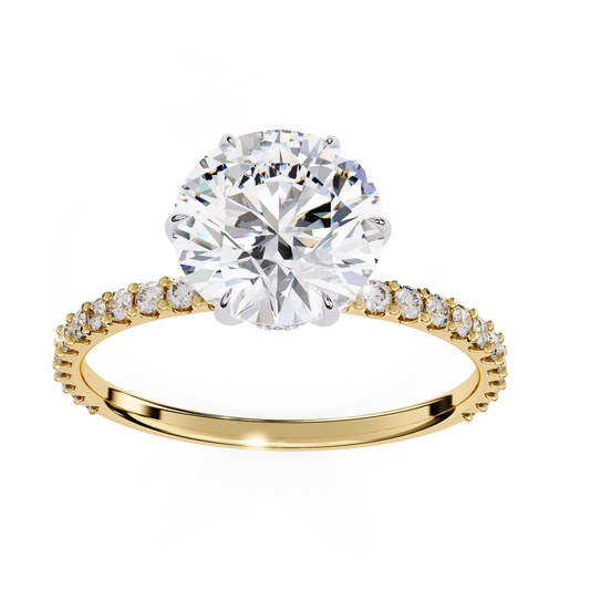 Lab Grown Diamond Solitaire Ring Round Stone (2.20ct) In 14K Gold