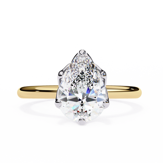 LGD Solitaire Ring Pear Stone (1.87ct) In 14K Gold
