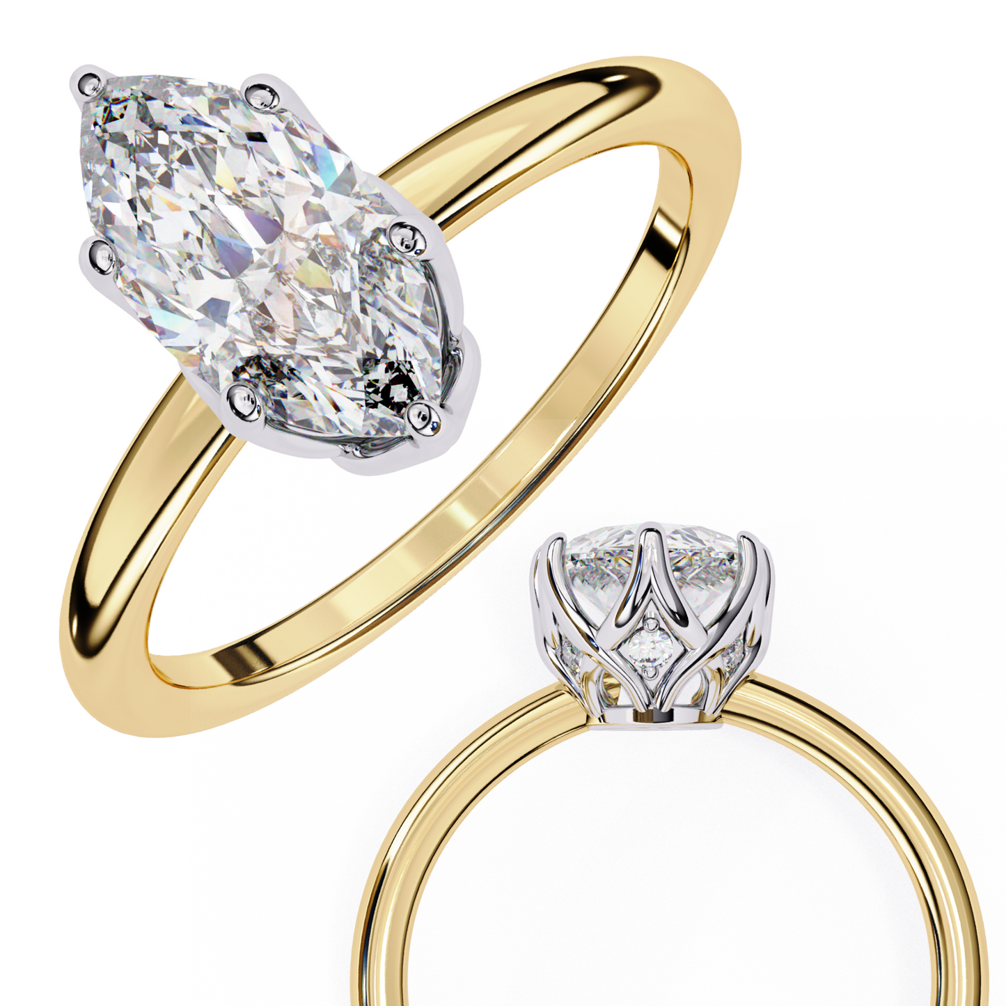 LGD Solitaire Ring Marquise Stone (1.14ct) In 14K Gold