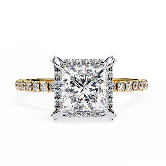 LGD Solitaire Ring Princess Stone (2.4ct) In 14K Gold