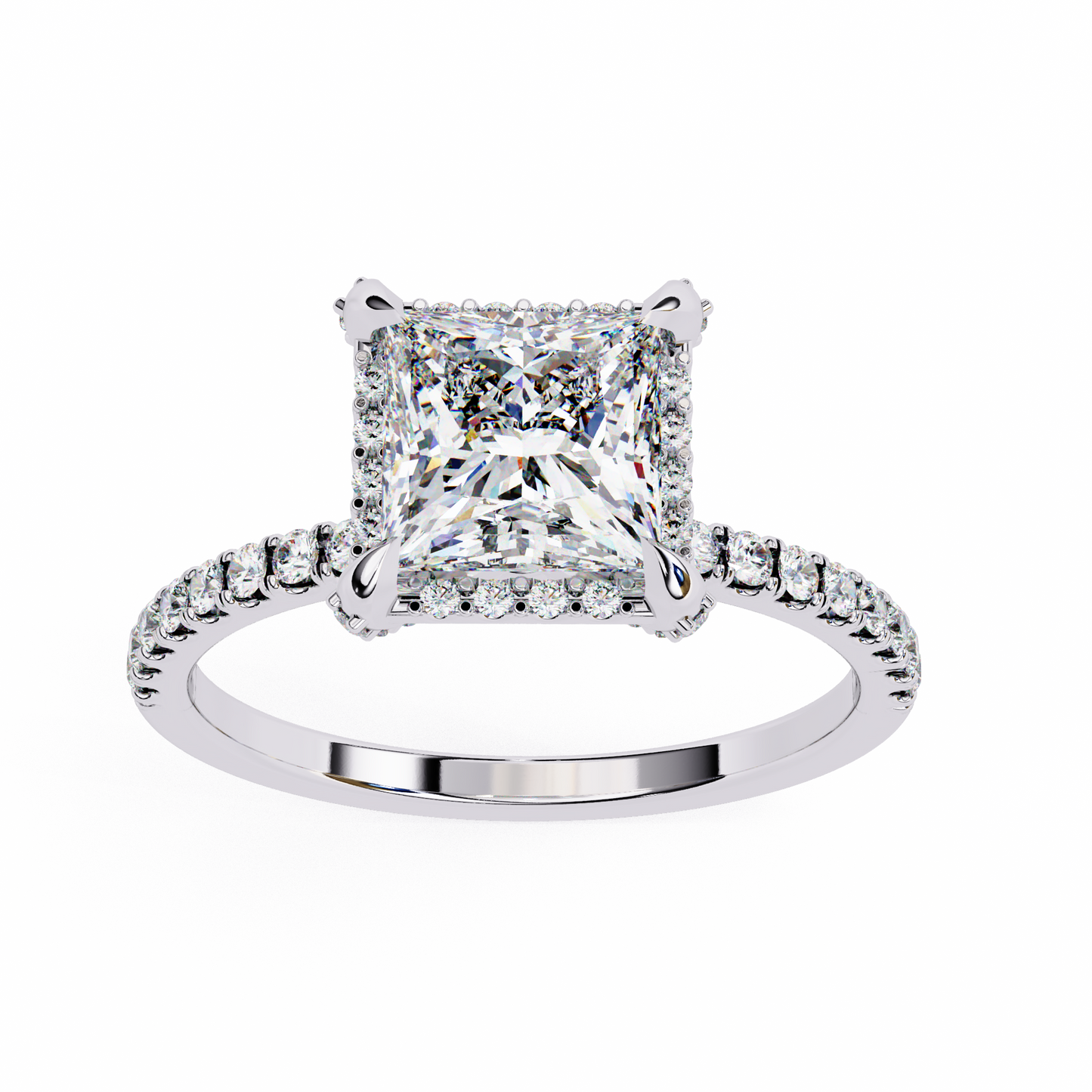 LGD Solitaire Ring Princess Stone (2.4ct) In 14K Gold