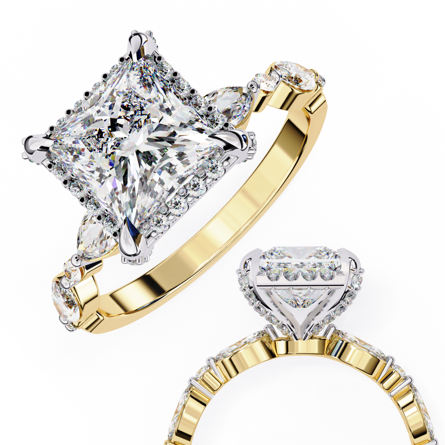 LGD Solitaire Ring  Princess Stone (2.09ct) In 14K Gold