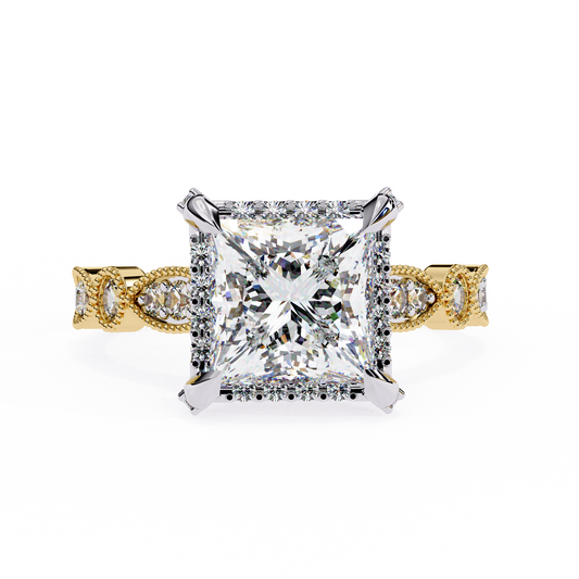 LGD Solitaire Ring Princess Stone (2.46ct) In 14K Gold