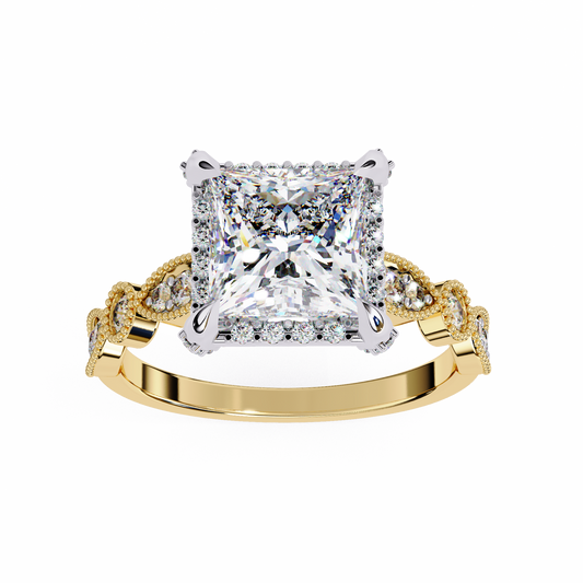 LGD Solitaire Ring Princess Stone (2.46ct) In 14K Gold
