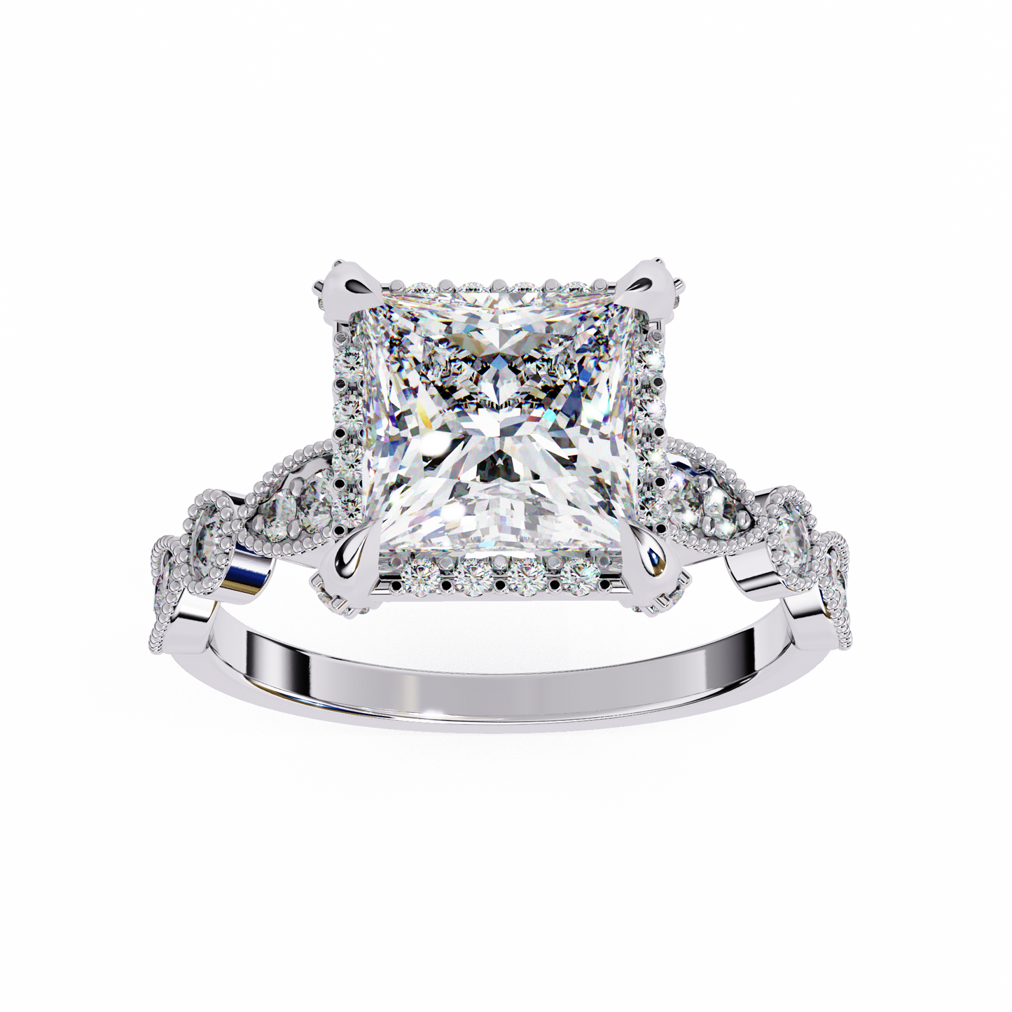 LGD Solitaire Ring Princess Stone (2.46ct) In 14K Gold