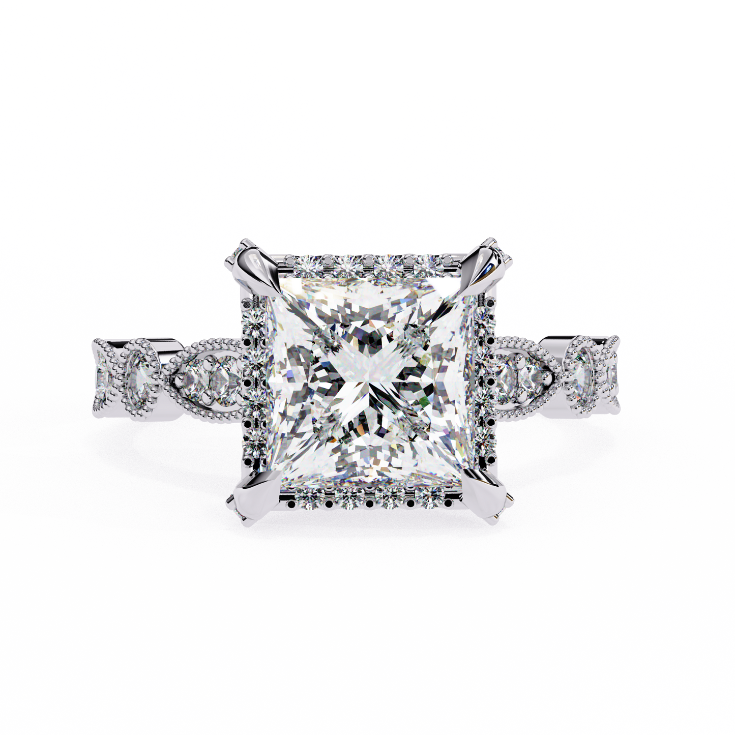 LGD Solitaire Ring Princess Stone (2.46ct) In 14K Gold
