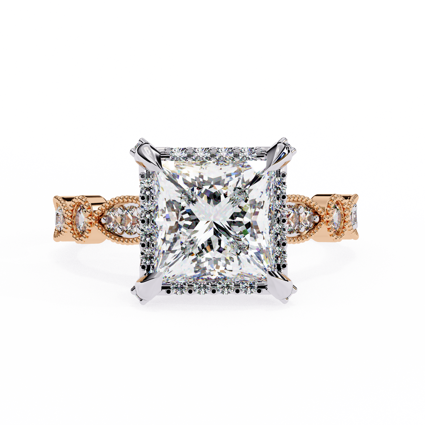 LGD Solitaire Ring Princess Stone (2.46ct) In 14K Gold