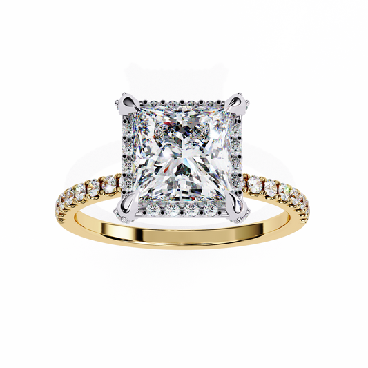 LGD Solitaire Ring Princess Stone (2.40ct) In 14K Gold