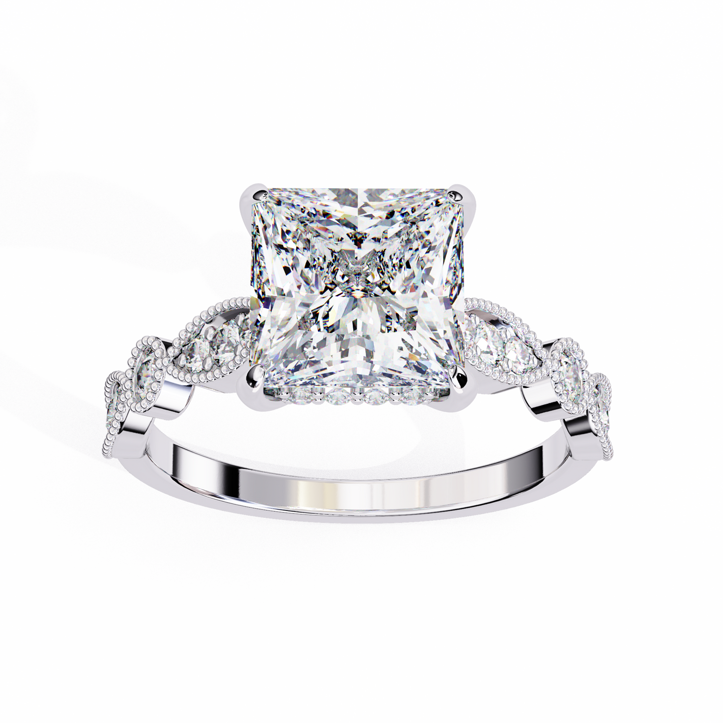 LGD Princess Solitaire Ring Stone (2.60ct) In 14K Gold
