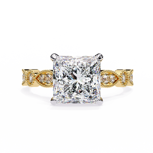 LGD Princess Solitaire Ring Stone (2.60ct) In 14K Gold