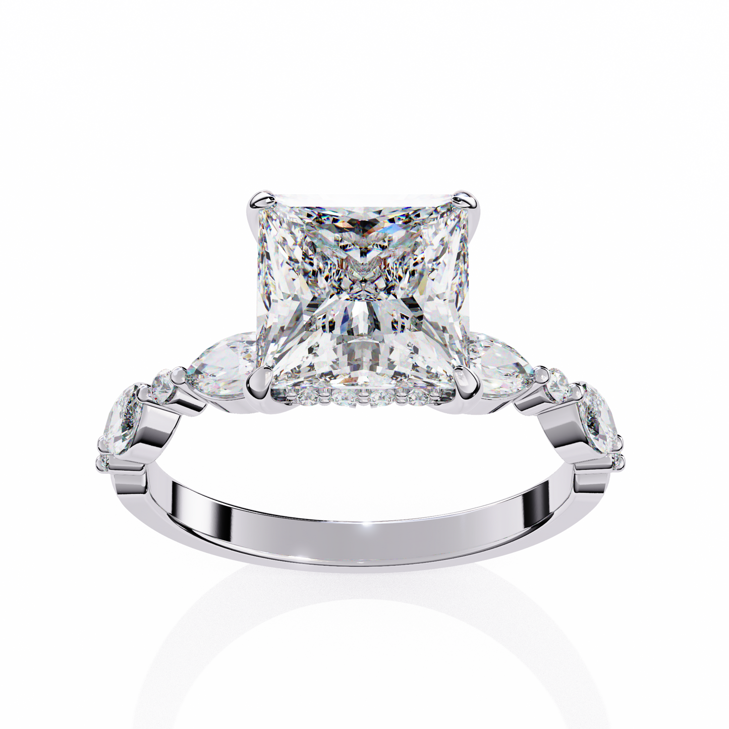 LGD Solitaire Ring Princess Stone (3.26ct) In 14K Gold