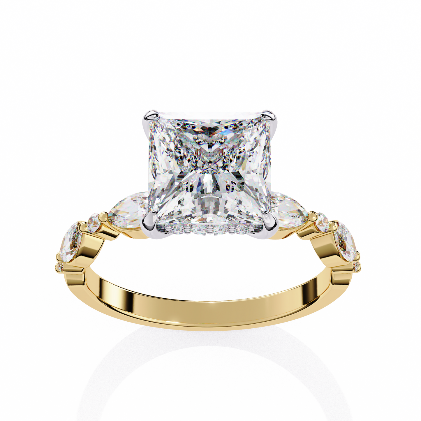 LGD Solitaire Ring Princess Stone (3.26ct) In 14K Gold