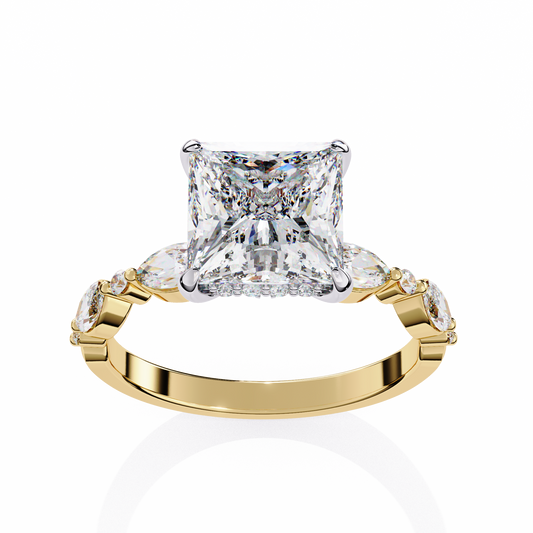 LGD Solitaire Ring Princess Stone (3.26ct) In 14K Gold