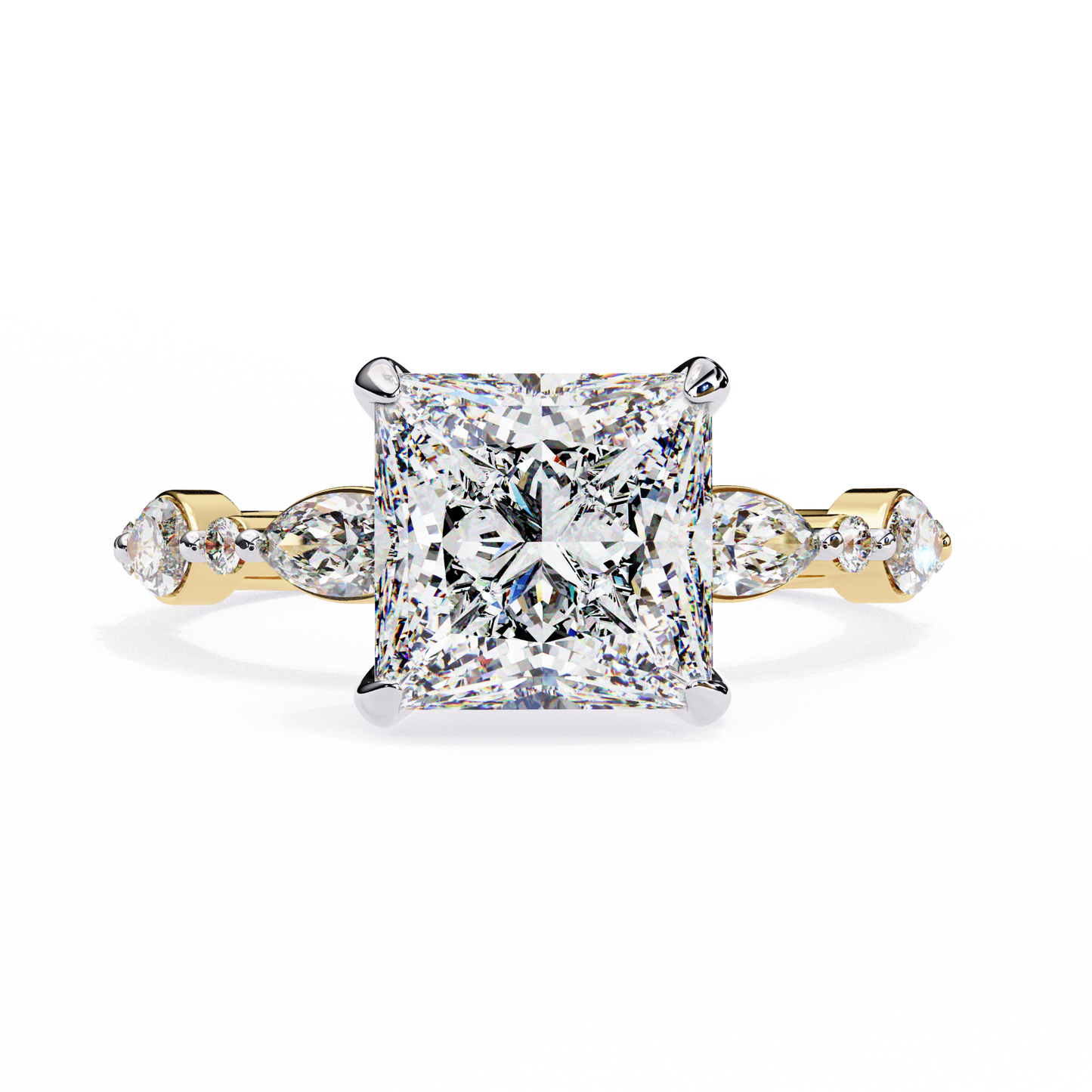LGD Solitaire Ring Princess Stone (3.26ct) In 14K Gold