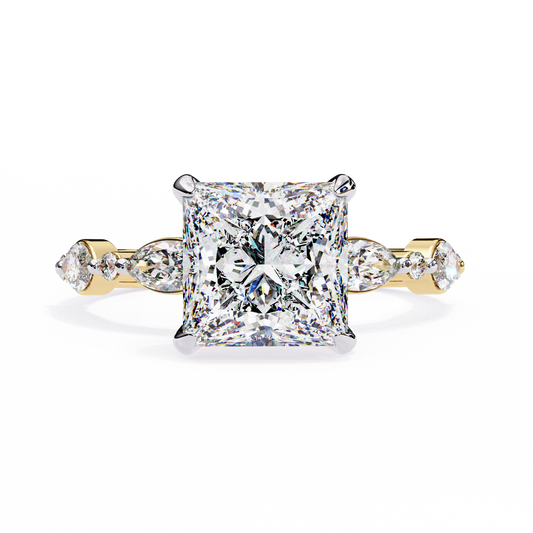 LGD Solitaire Ring Princess Stone (3.26ct) In 14K Gold