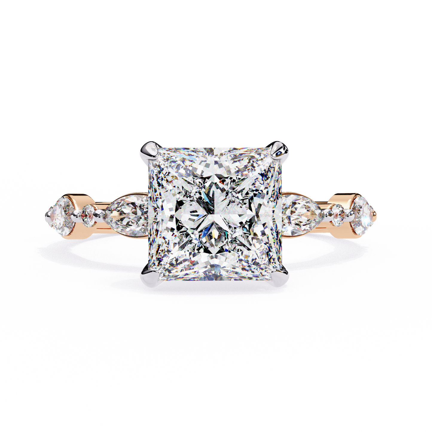 LGD Solitaire Ring Princess Stone (3.26ct) In 14K Gold