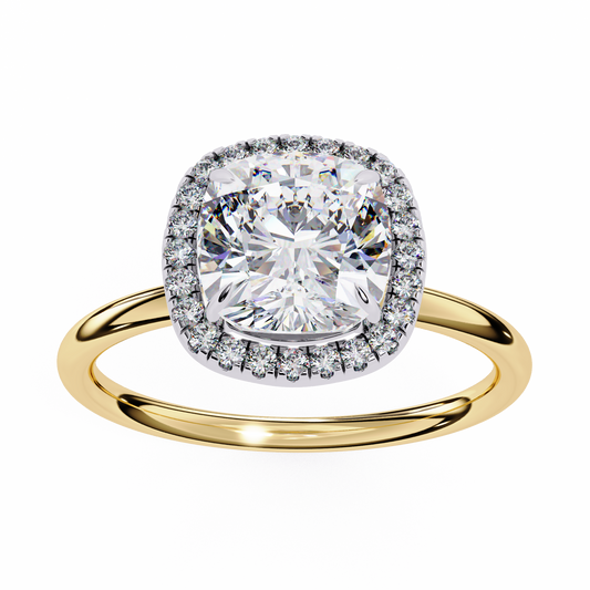 Lab Grown Diamond Solitaire Ring Cushion Square Stone (2.0ct) In 14K Gold