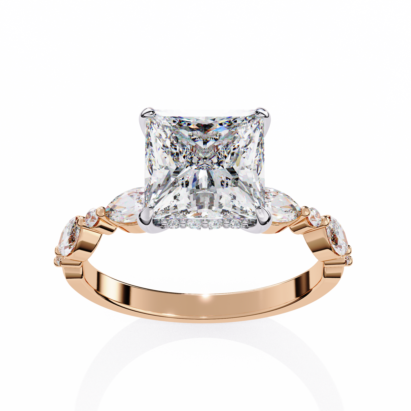 LGD Solitaire Ring Princess Stone (3.26ct) In 14K Gold