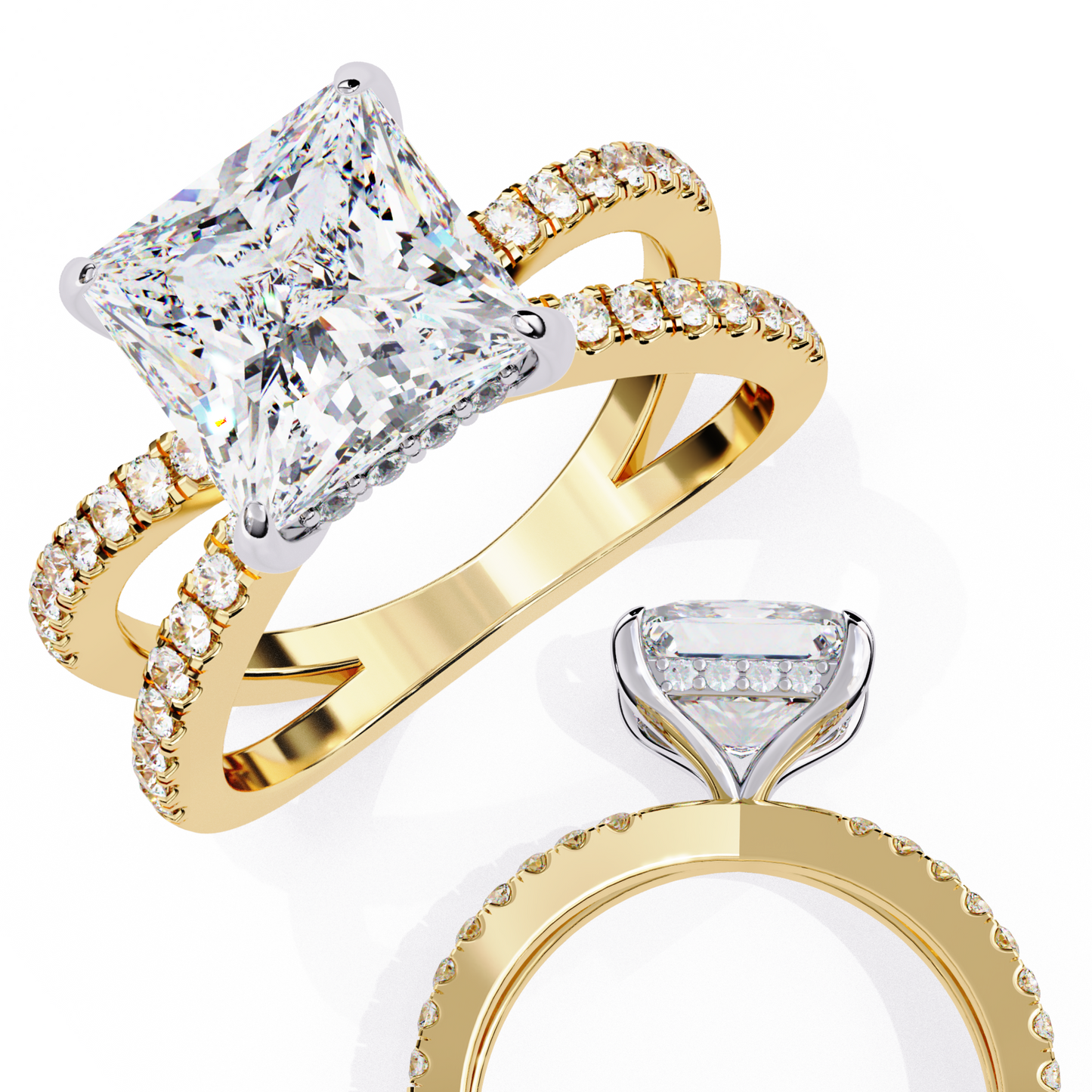 LGD Solitaire Ring Princess Stone (2.68ct) In 14K Gold