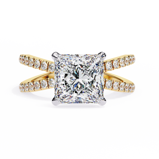 LGD Solitaire Ring Princess Stone (2.68ct) In 14K Gold