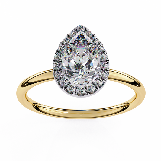 Lab Grown Diamond Solitaire Ring Pear Stone (1.38ct) In 14K Gold